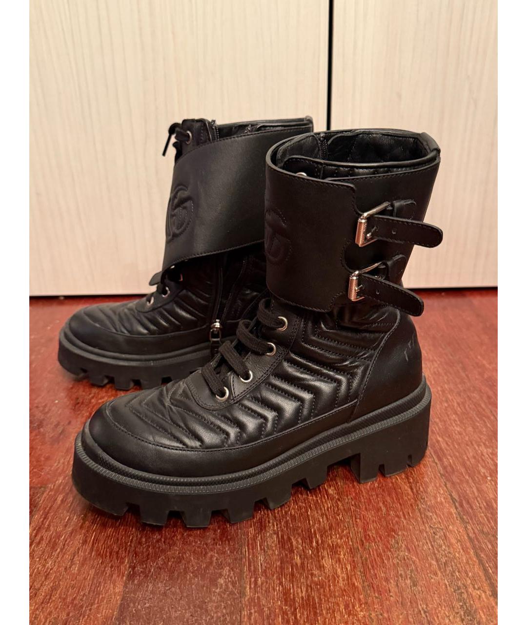 GUCCI Черные кожаные ботинки, фото 6