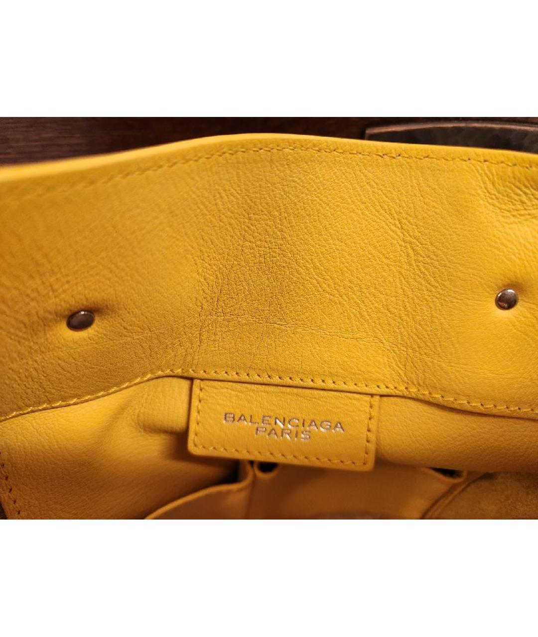 BALENCIAGA Желтая кожаная сумка тоут, фото 5