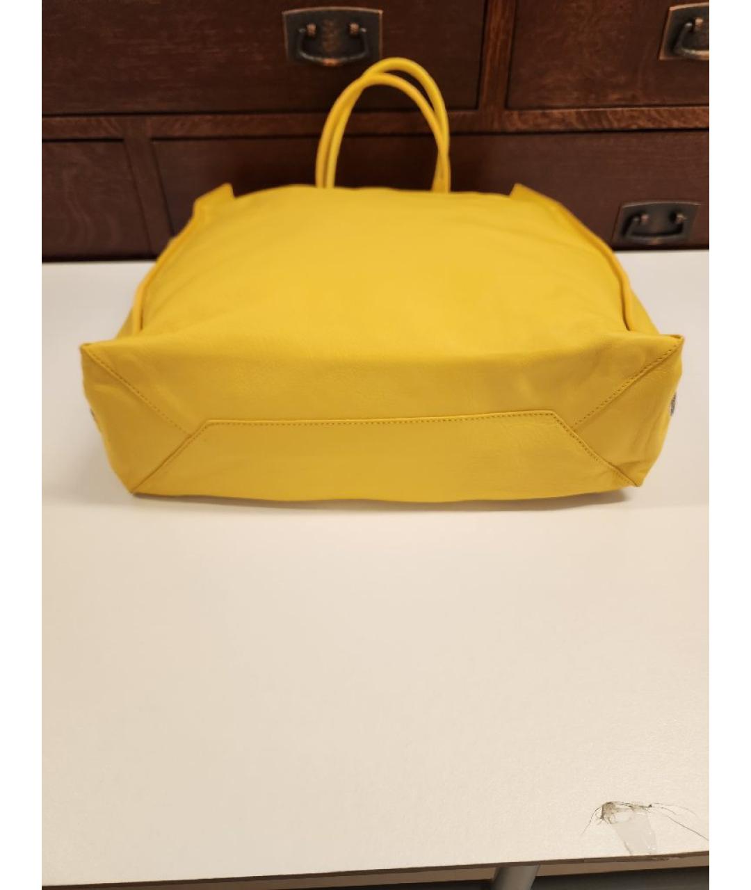 BALENCIAGA Желтая кожаная сумка тоут, фото 6