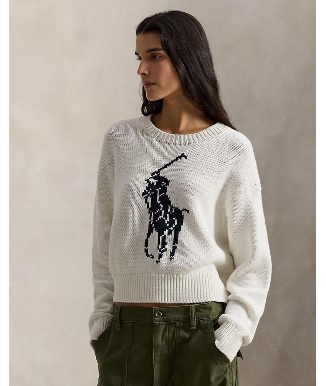 POLO RALPH LAUREN Белый хлопковый джемпер / свитер, фото 2