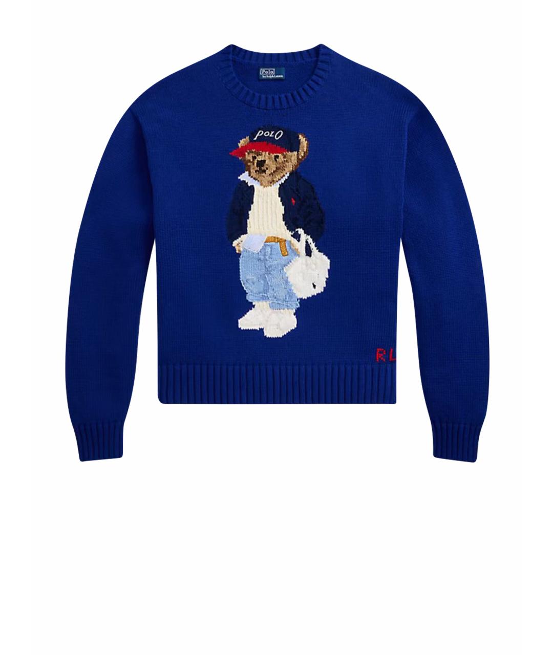 POLO RALPH LAUREN Синий хлопко-эластановый джемпер / свитер, фото 1