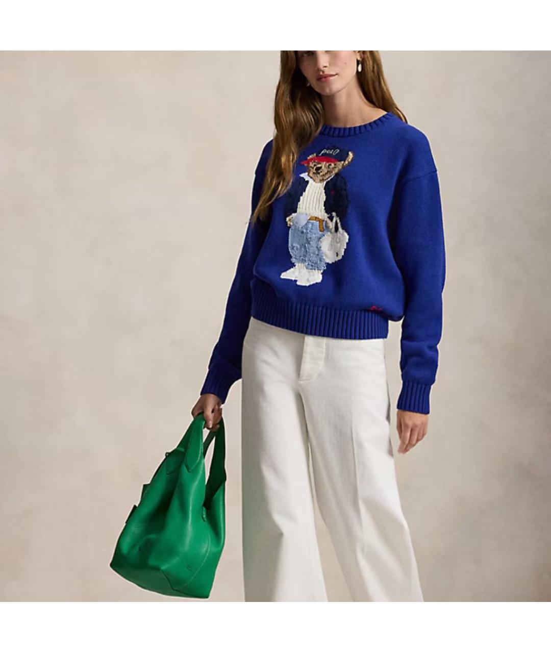 POLO RALPH LAUREN Синий хлопко-эластановый джемпер / свитер, фото 3