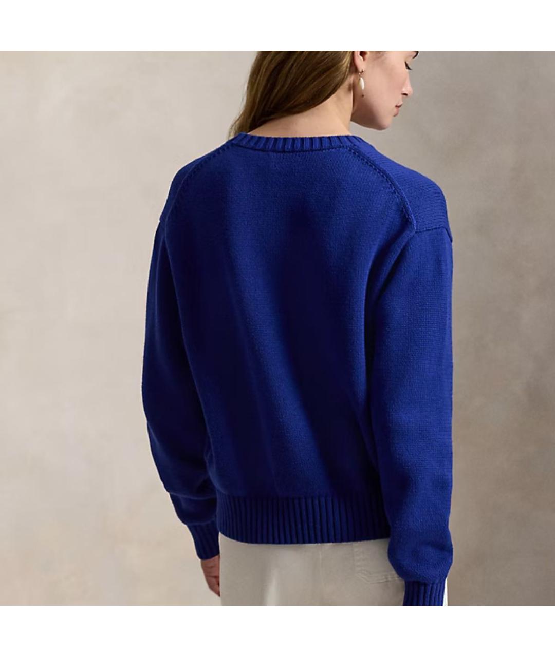 POLO RALPH LAUREN Синий хлопко-эластановый джемпер / свитер, фото 4