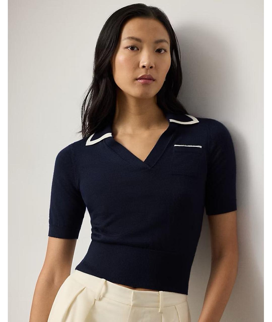 RALPH LAUREN Темно-синий кашемировый джемпер / свитер, фото 2