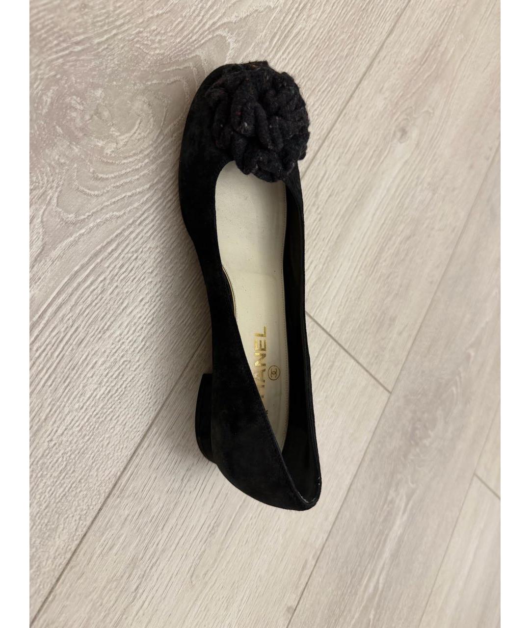 CHANEL Черные текстильные балетки, фото 4