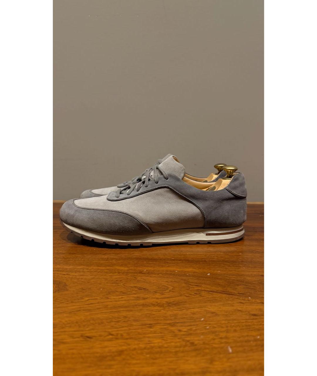 LORO PIANA Серые замшевые низкие кроссовки / кеды, фото 7