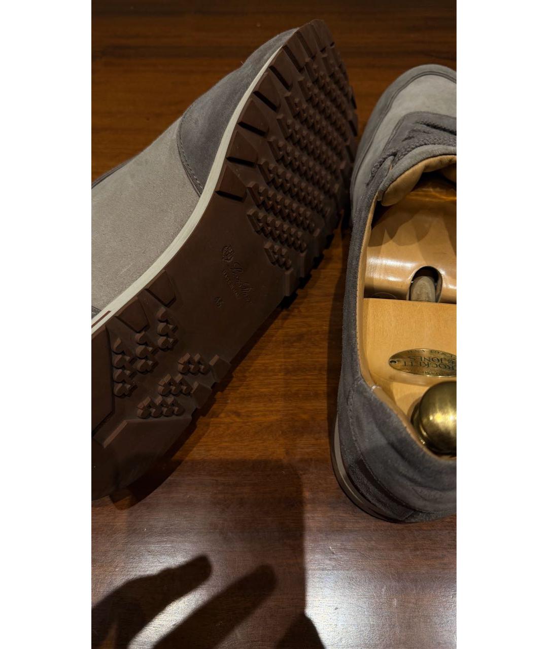 LORO PIANA Серые замшевые низкие кроссовки / кеды, фото 5