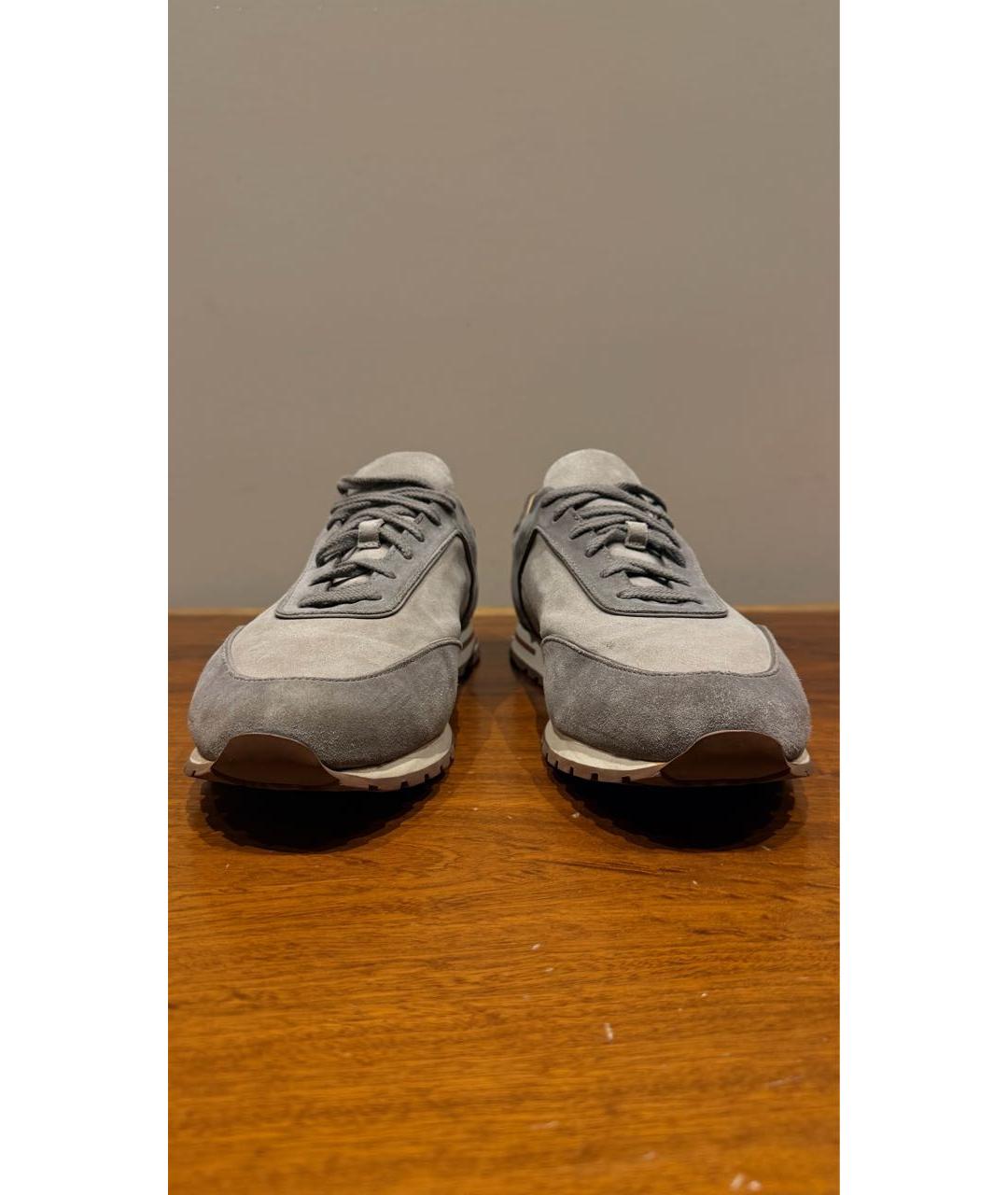 LORO PIANA Серые замшевые низкие кроссовки / кеды, фото 3