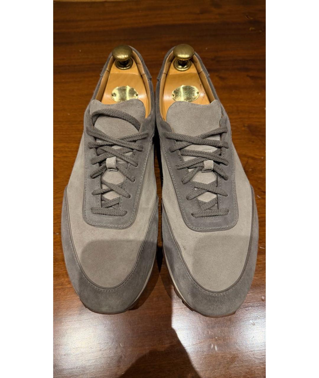 LORO PIANA Серые замшевые низкие кроссовки / кеды, фото 2