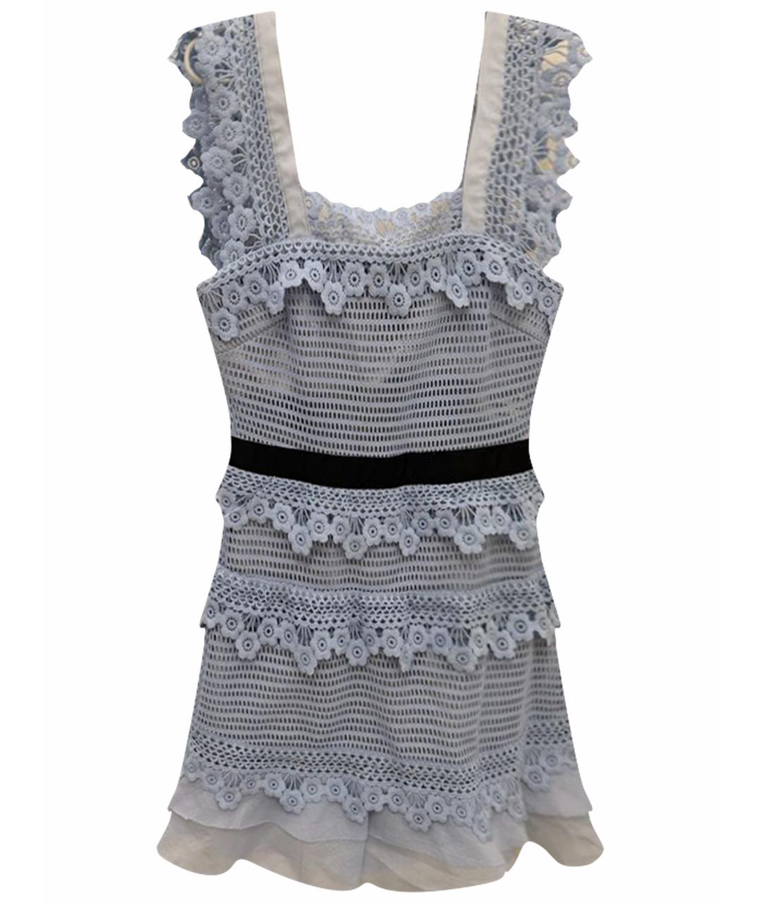 SELF-PORTRAIT Голубое кружевное коктейльное платье, фото 1