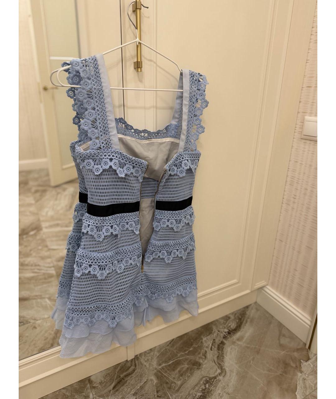 SELF-PORTRAIT Голубое кружевное коктейльное платье, фото 2