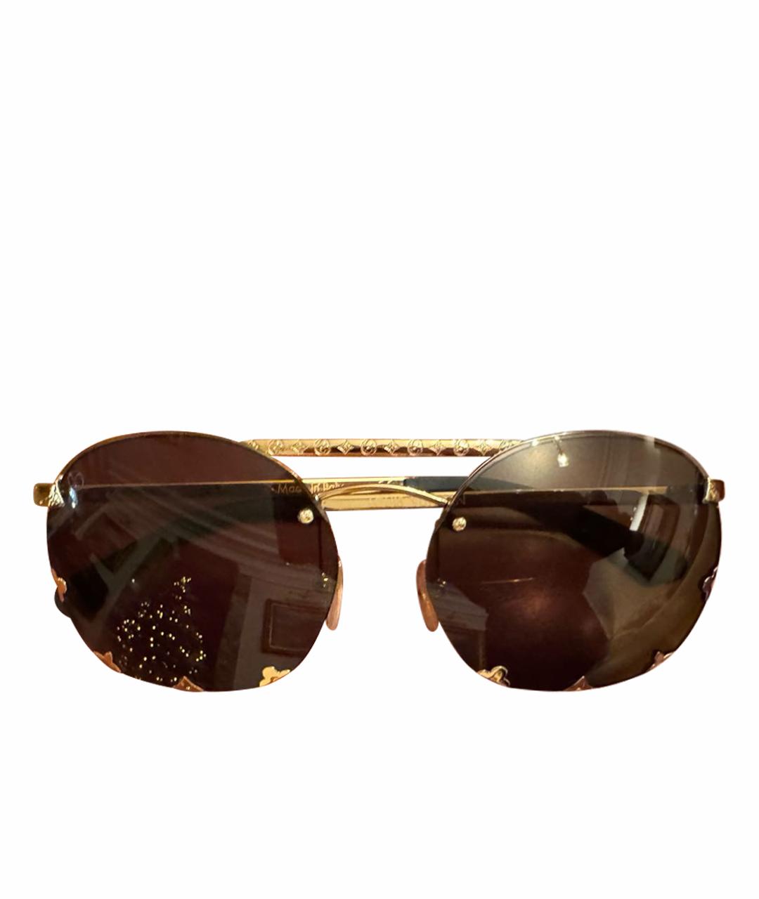 LOUIS VUITTON Золотые металлические солнцезащитные очки, фото 1