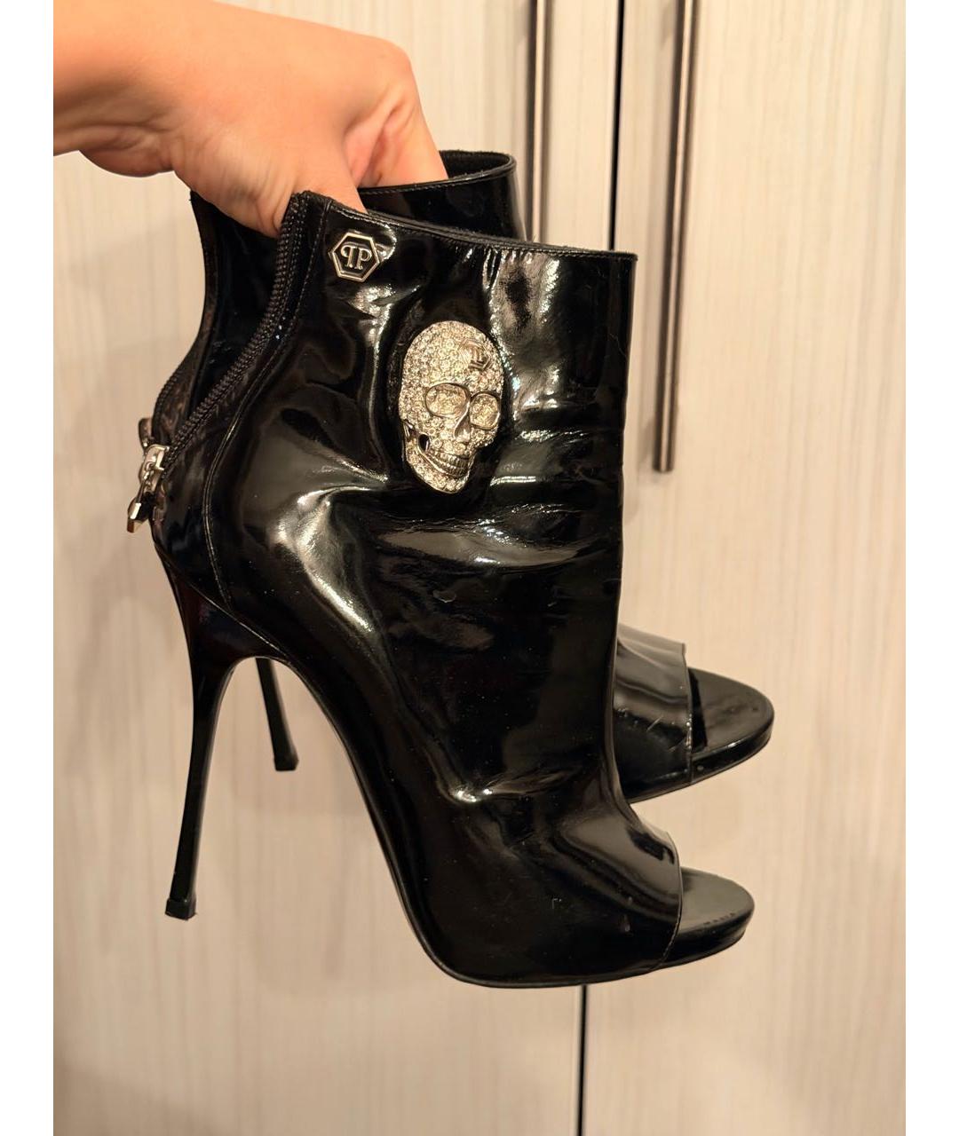 PHILIPP PLEIN Черные ботильоны из лакированной кожи, фото 2