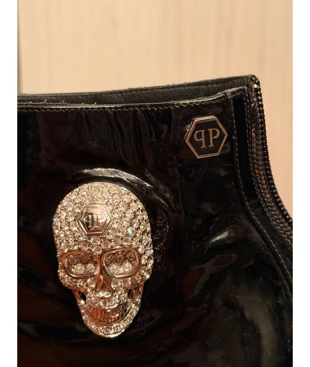 PHILIPP PLEIN Черные ботильоны из лакированной кожи, фото 3