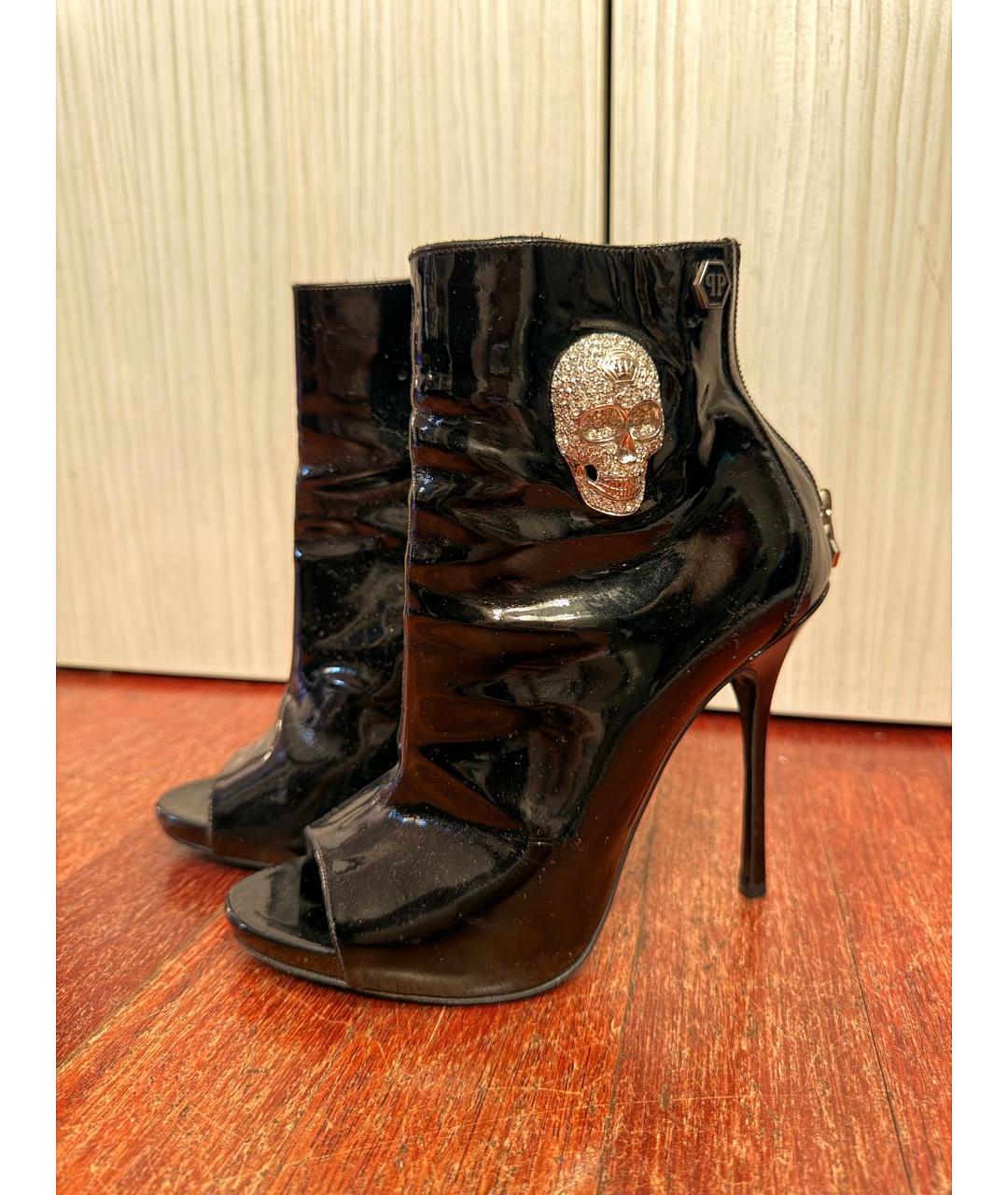 PHILIPP PLEIN Черные ботильоны из лакированной кожи, фото 7