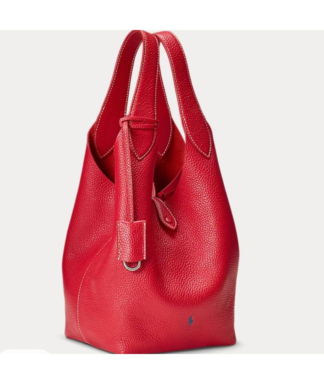 POLO RALPH LAUREN Красная кожаная сумка тоут, фото 2