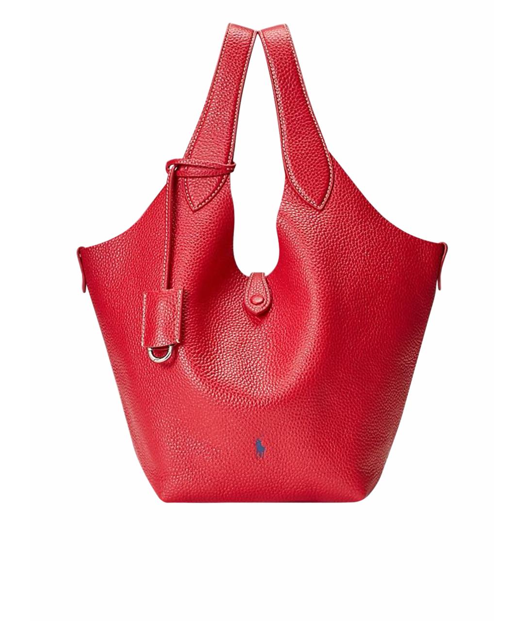 POLO RALPH LAUREN Красная кожаная сумка тоут, фото 1