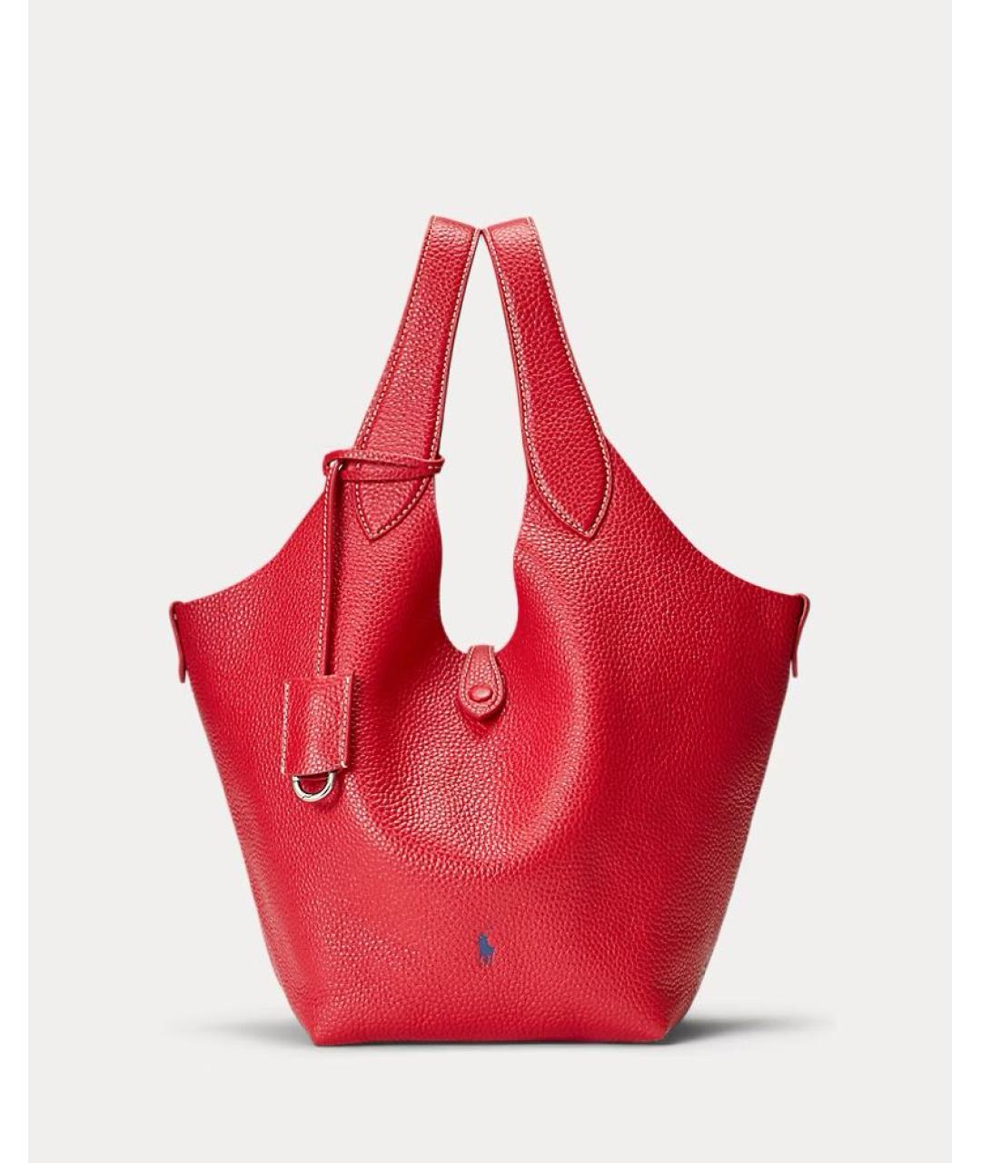 POLO RALPH LAUREN Красная кожаная сумка тоут, фото 5