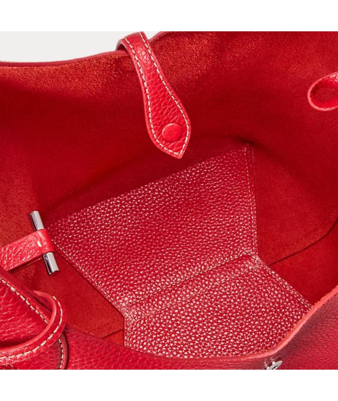 POLO RALPH LAUREN Красная кожаная сумка тоут, фото 4