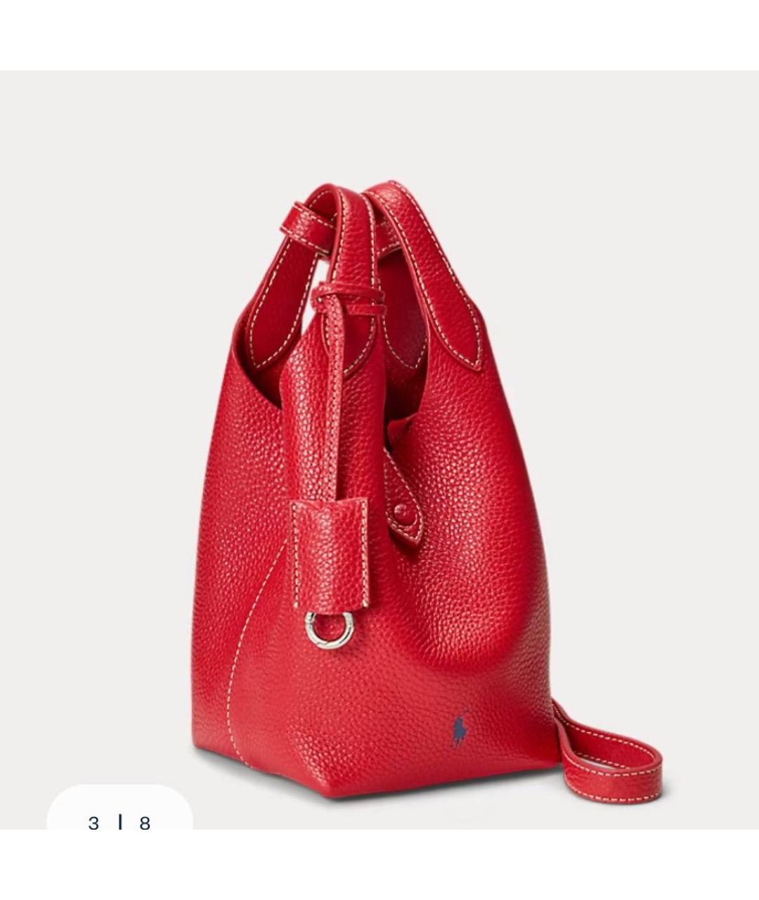 RALPH LAUREN Красная кожаная сумка тоут, фото 2