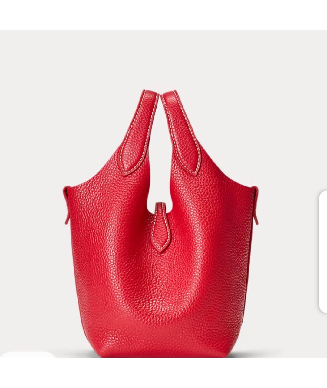 RALPH LAUREN Красная кожаная сумка тоут, фото 3