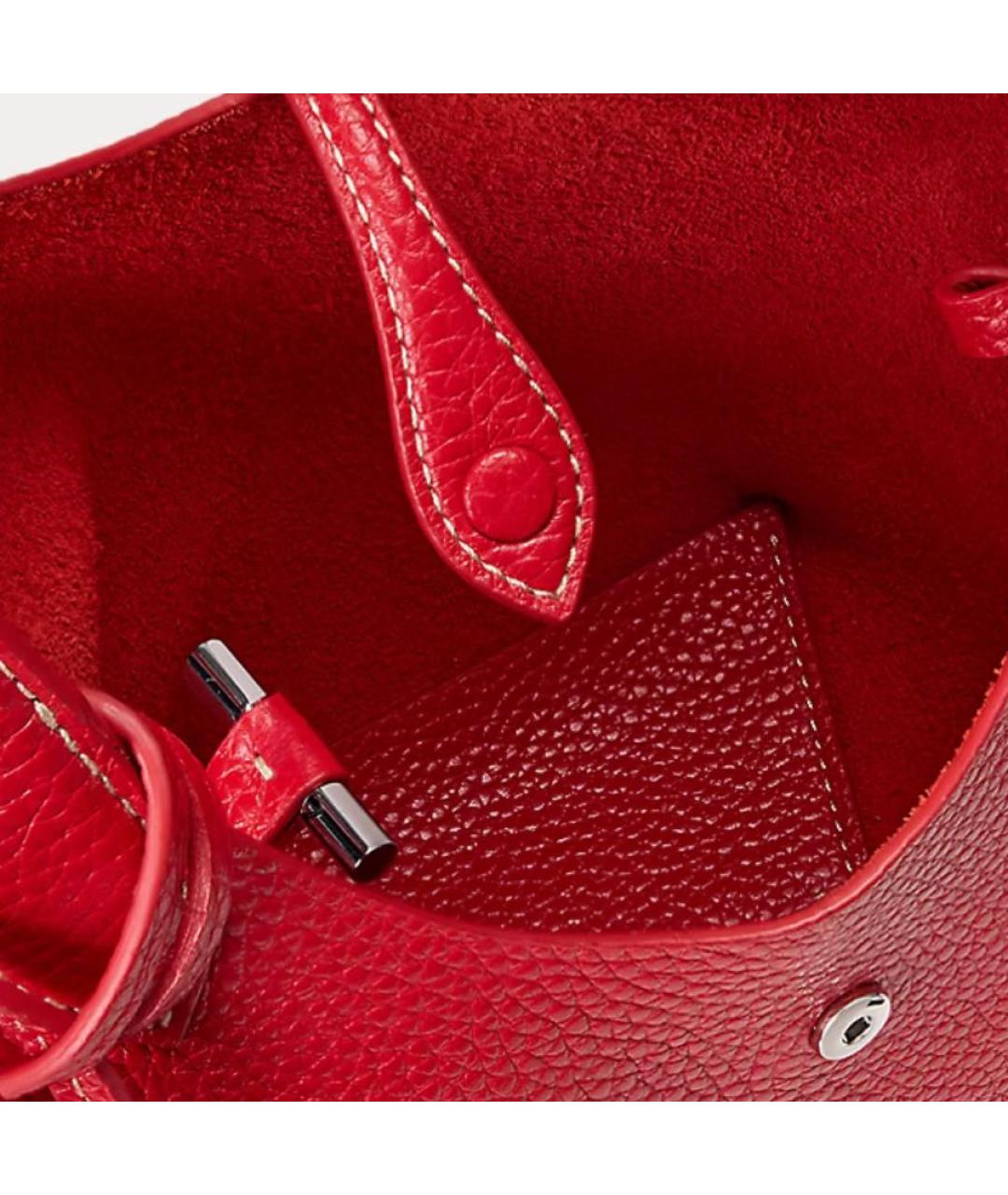 RALPH LAUREN Красная кожаная сумка тоут, фото 4