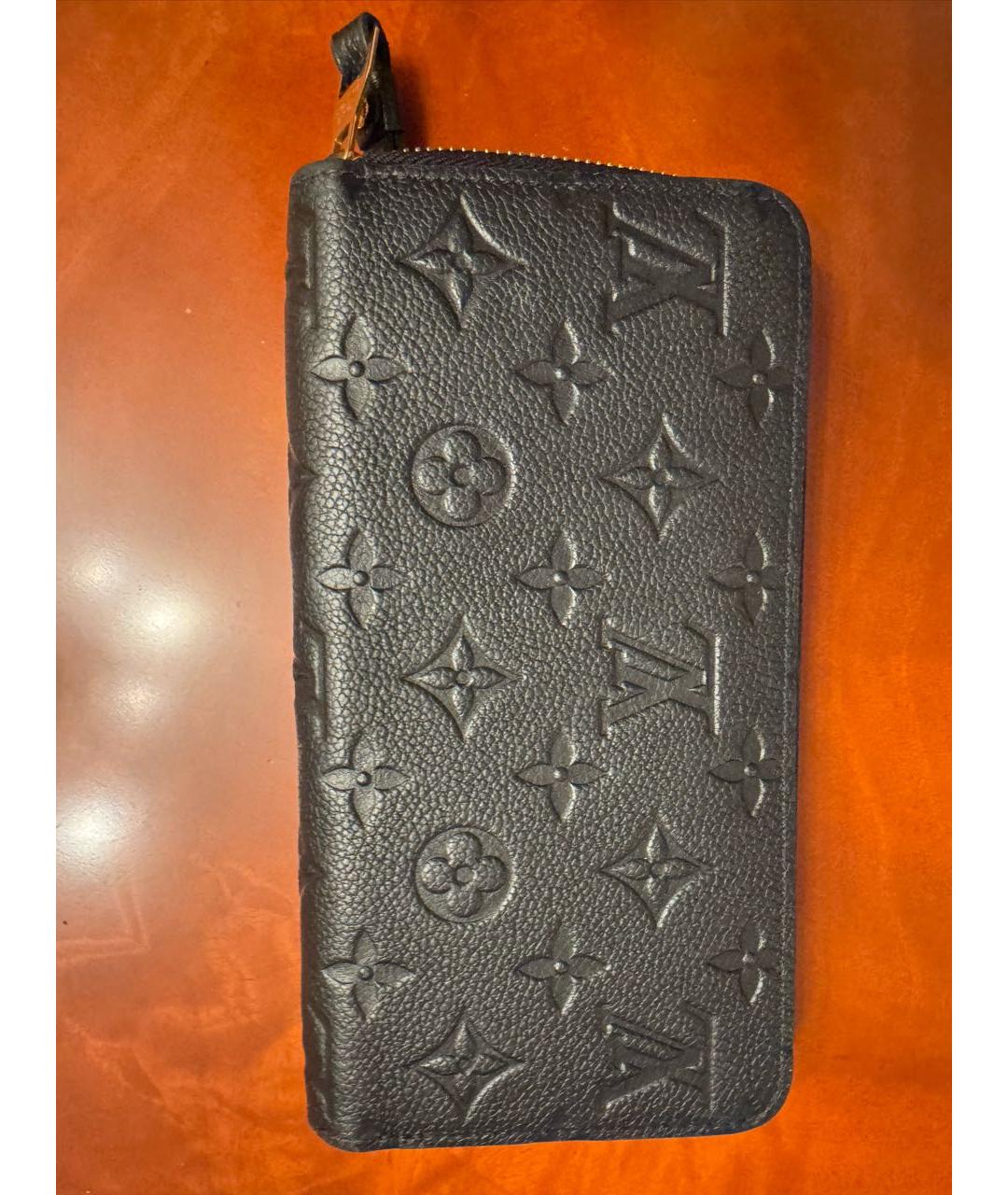 LOUIS VUITTON Черный кожаный кошелек, фото 2