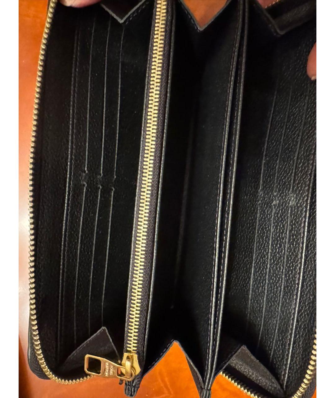 LOUIS VUITTON Черный кожаный кошелек, фото 4