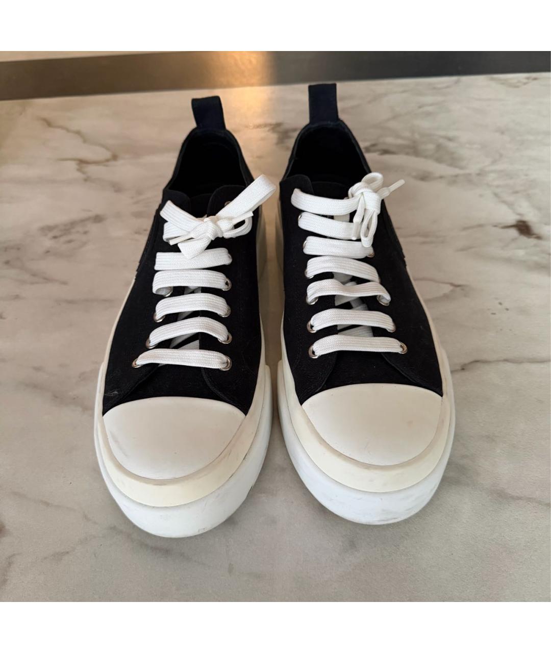 DOLCE&GABBANA Черные текстильные низкие кроссовки / кеды, фото 2