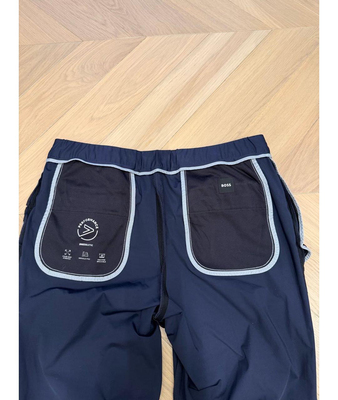 HUGO BOSS Темно-синие вискозные повседневные брюки, фото 3