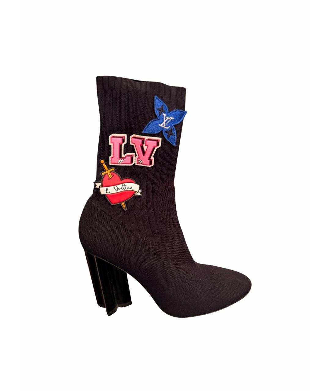 LOUIS VUITTON Черные текстильные ботильоны, фото 1