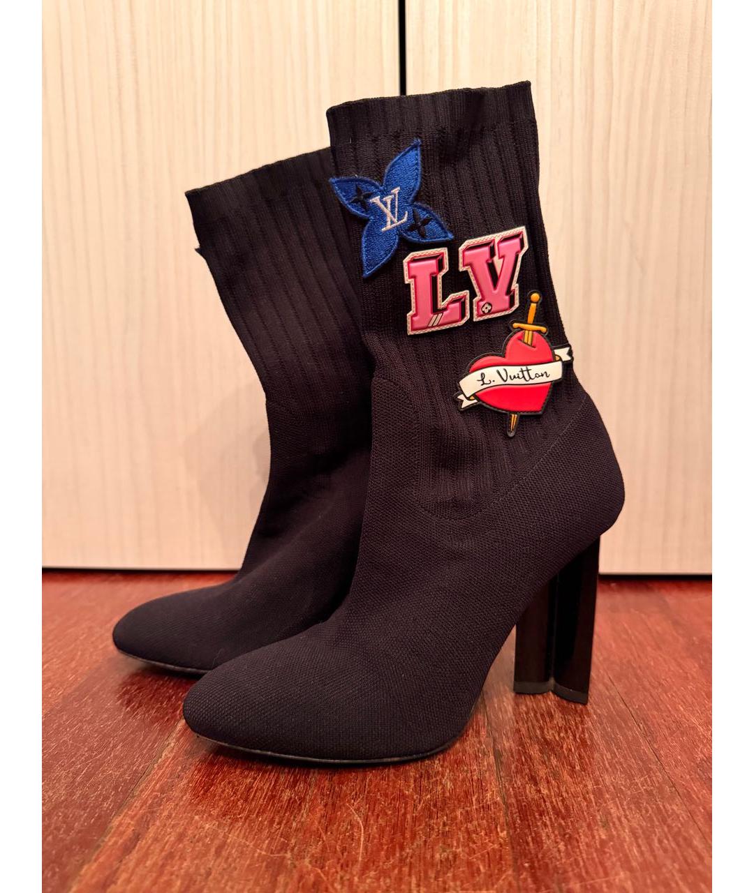 LOUIS VUITTON Черные текстильные ботильоны, фото 2