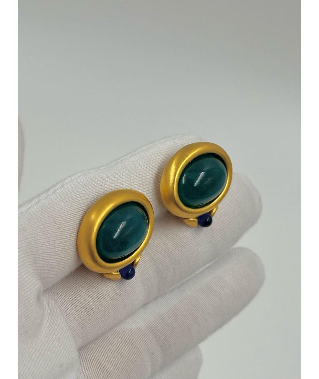 GIVENCHY Зеленые позолоченные клипсы, фото 7
