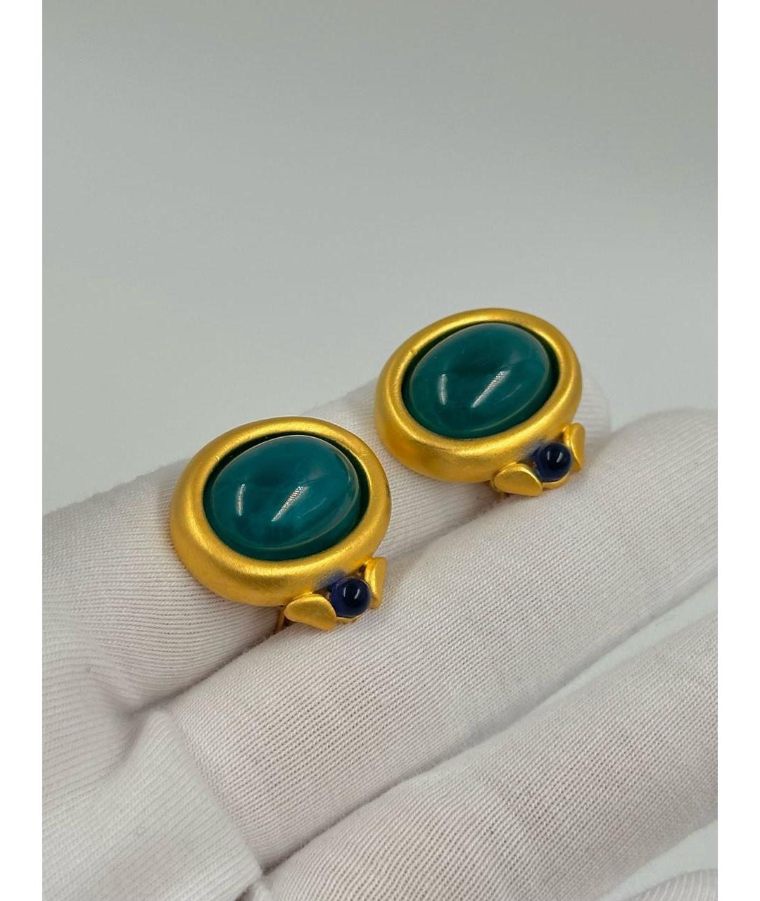 GIVENCHY Зеленые позолоченные клипсы, фото 6