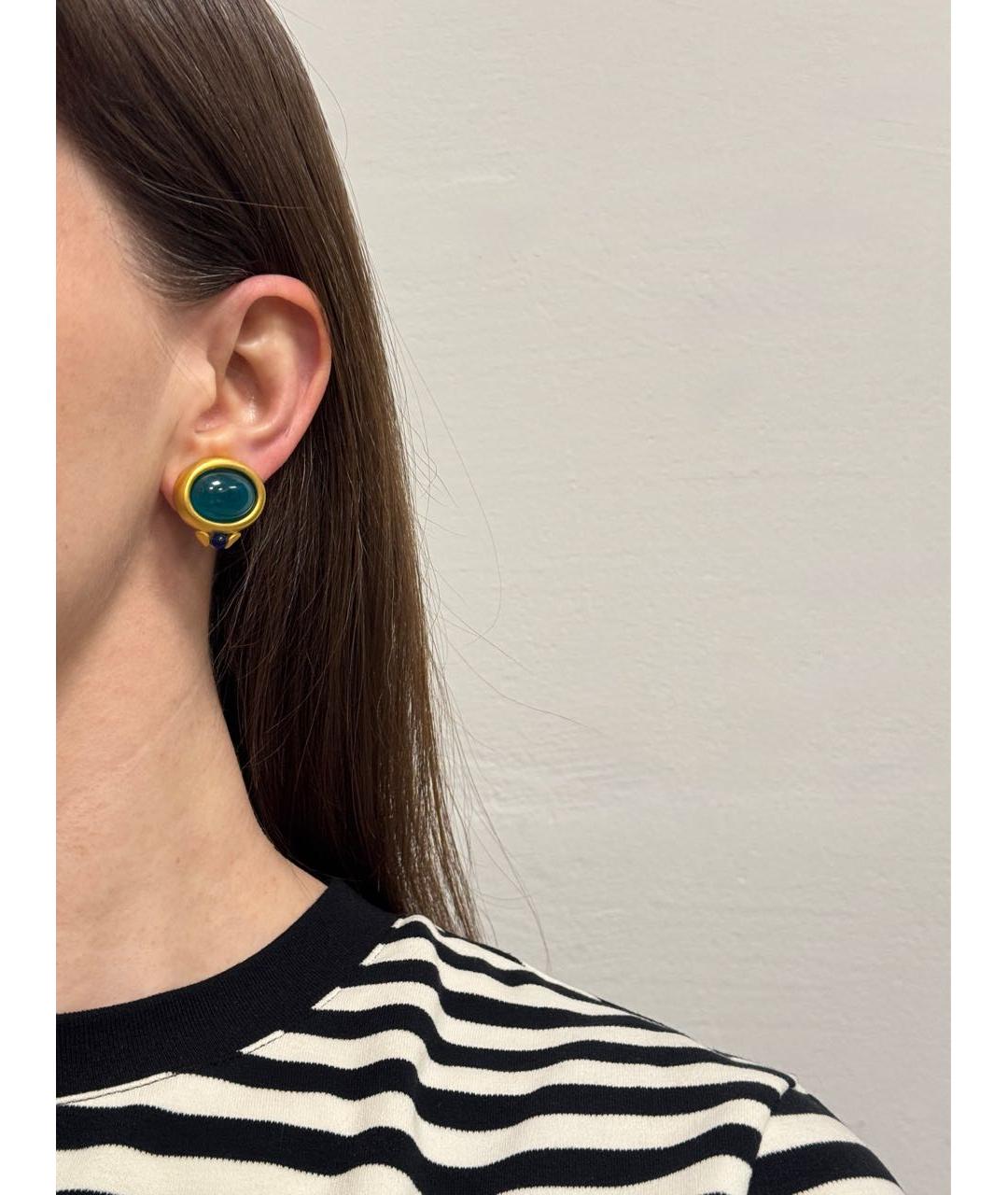 GIVENCHY Зеленые позолоченные клипсы, фото 2