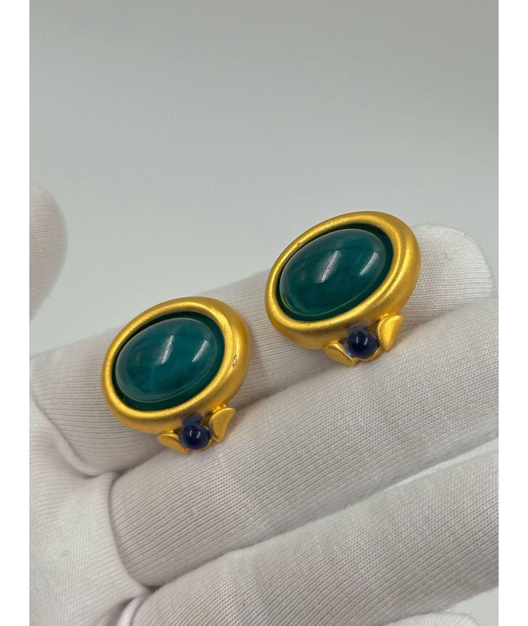 GIVENCHY Зеленые позолоченные клипсы, фото 5