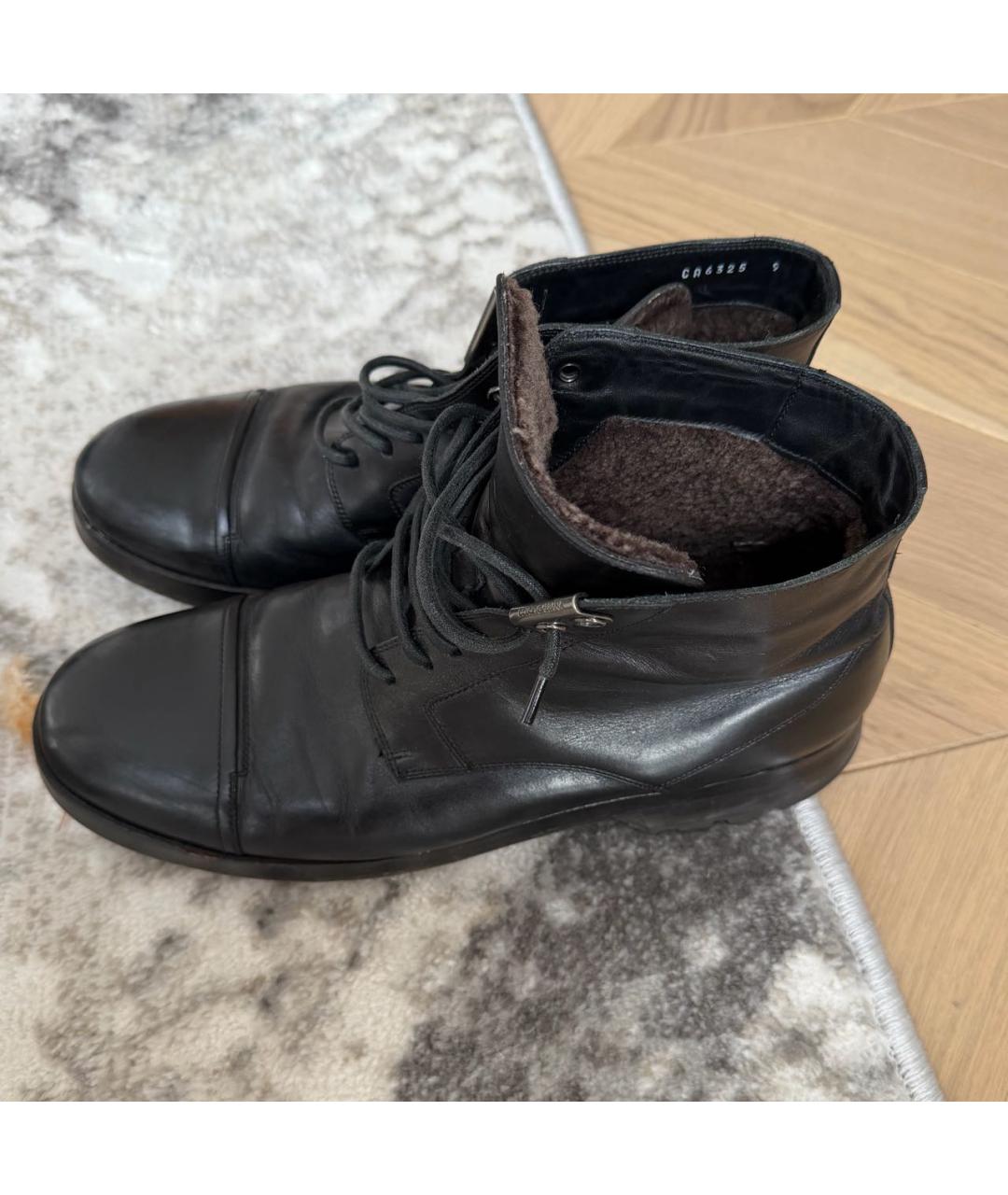 DOLCE&GABBANA Черные кожаные высокие ботинки, фото 3