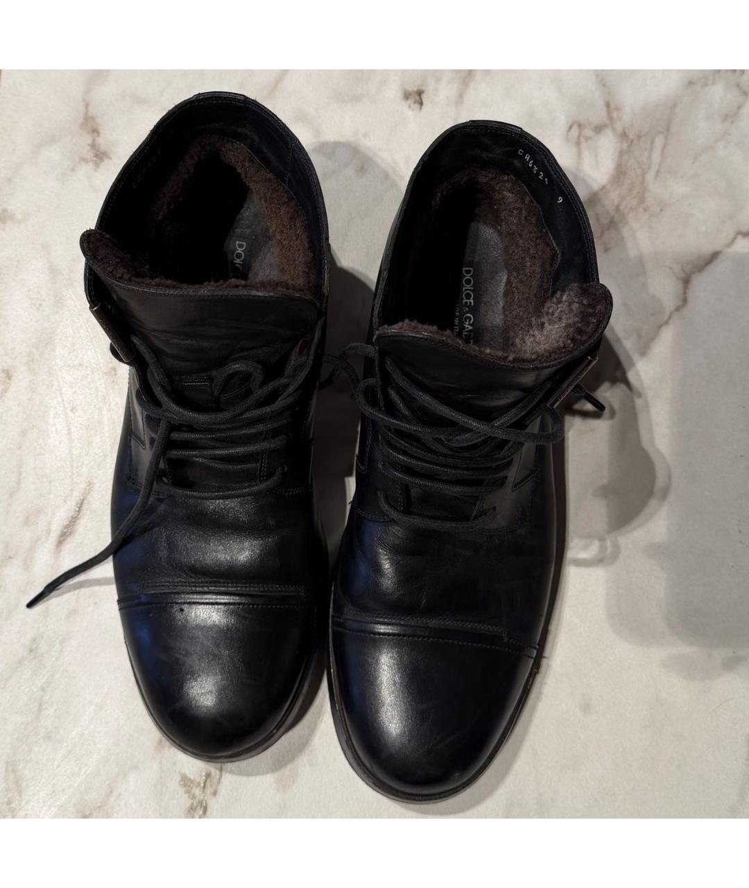 DOLCE&GABBANA Черные кожаные высокие ботинки, фото 6