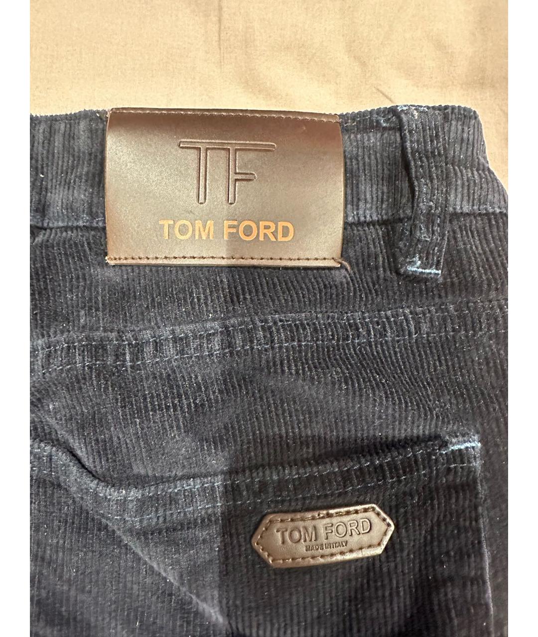 TOM FORD Темно-синие хлопковые повседневные брюки, фото 4