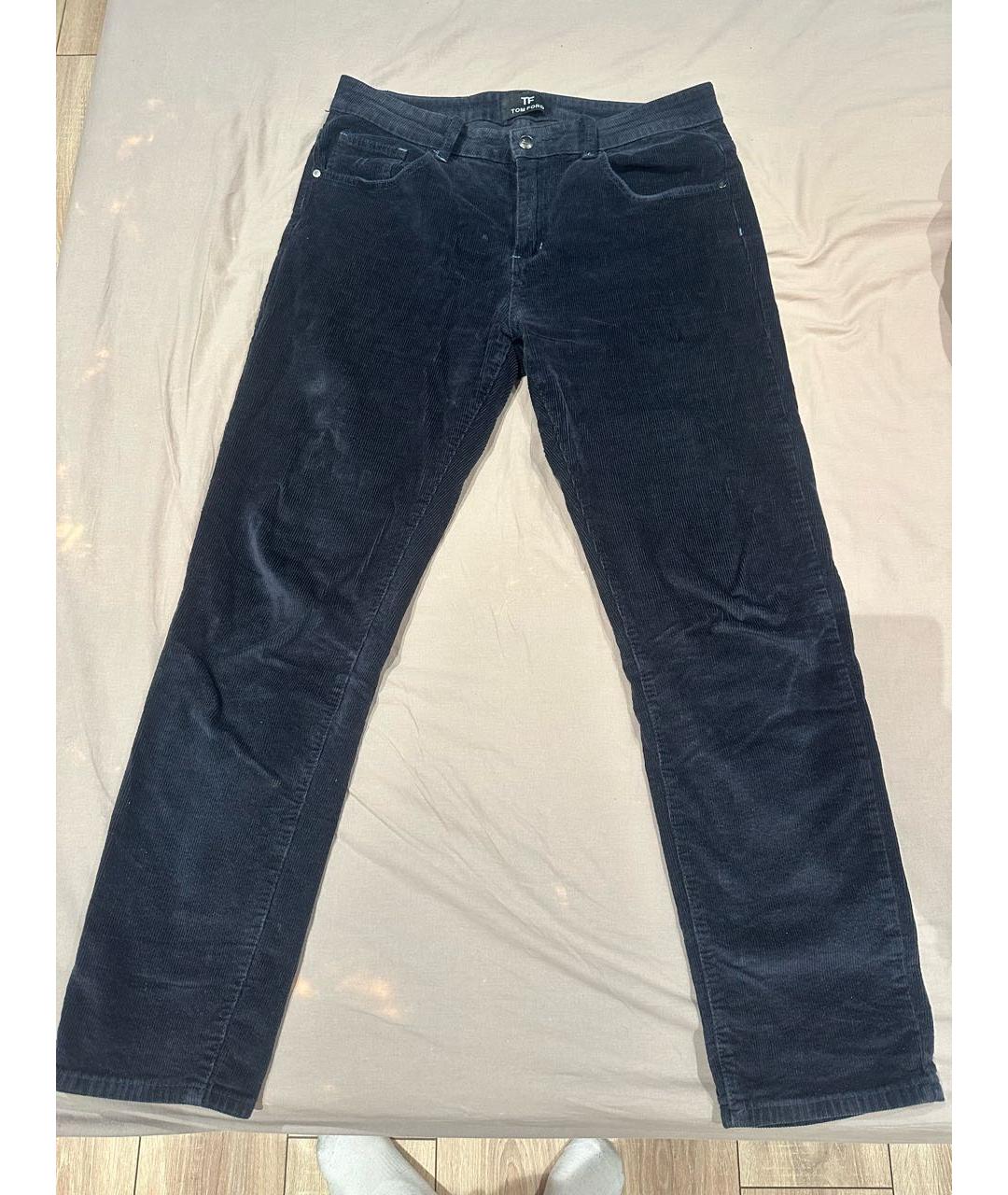 TOM FORD Темно-синие хлопковые повседневные брюки, фото 5