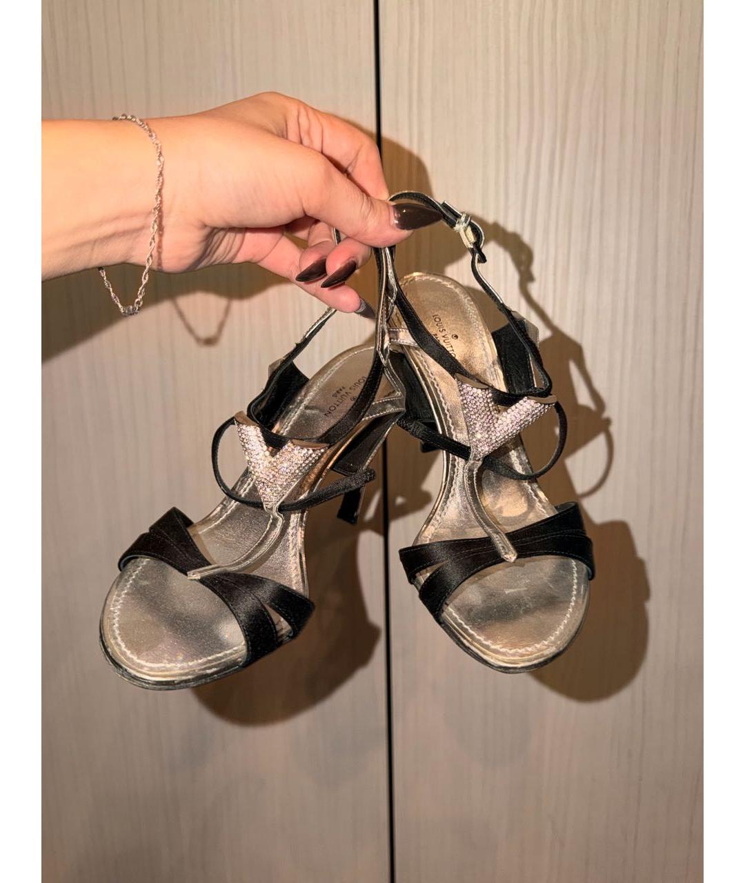 LOUIS VUITTON Черные кожаные босоножки, фото 2