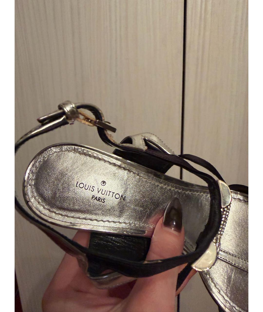 LOUIS VUITTON Черные кожаные босоножки, фото 5