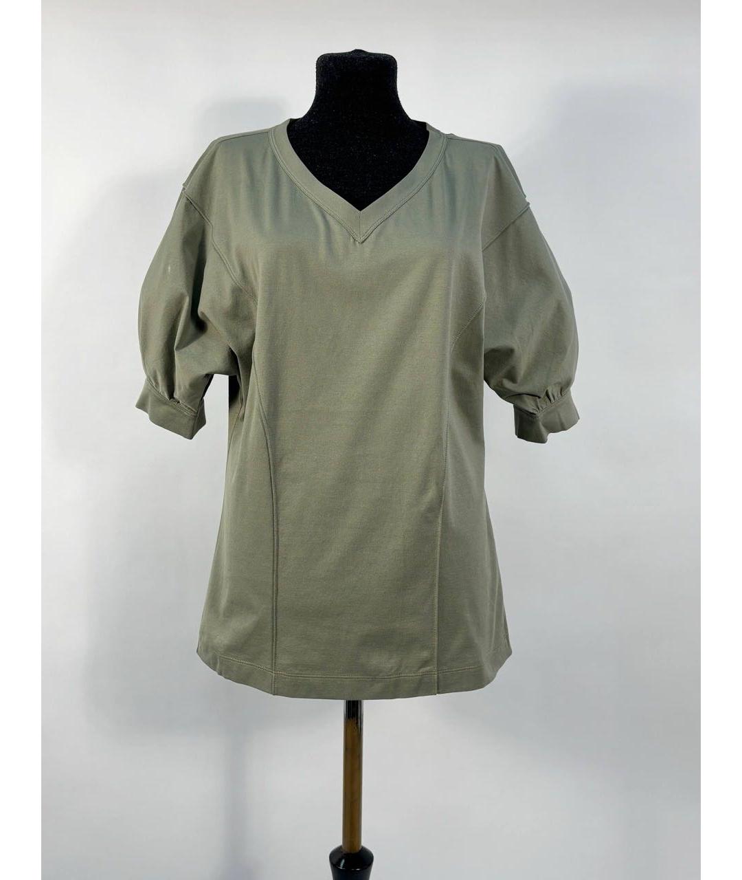 BRUNELLO CUCINELLI Хаки хлопковая футболка, фото 6