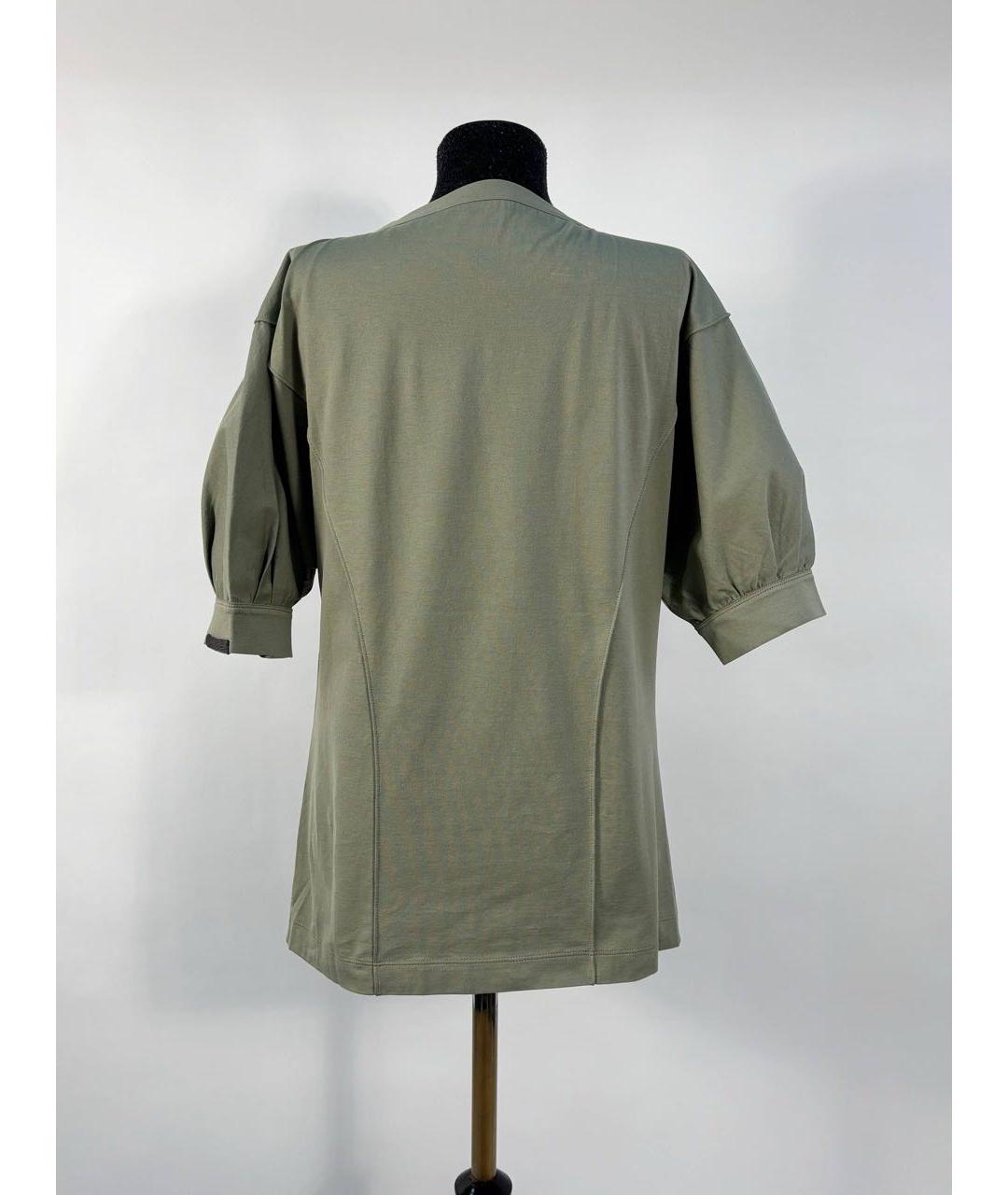 BRUNELLO CUCINELLI Хаки хлопковая футболка, фото 2