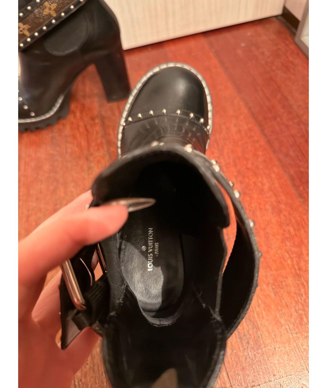 LOUIS VUITTON Черные кожаные ботильоны, фото 3