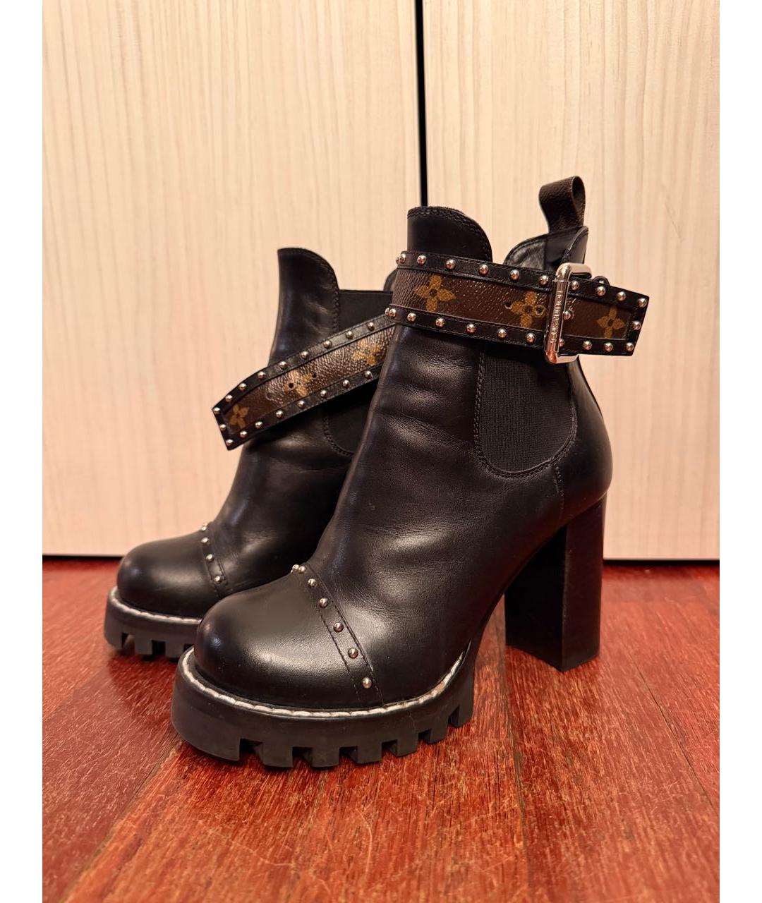 LOUIS VUITTON Черные кожаные ботильоны, фото 6