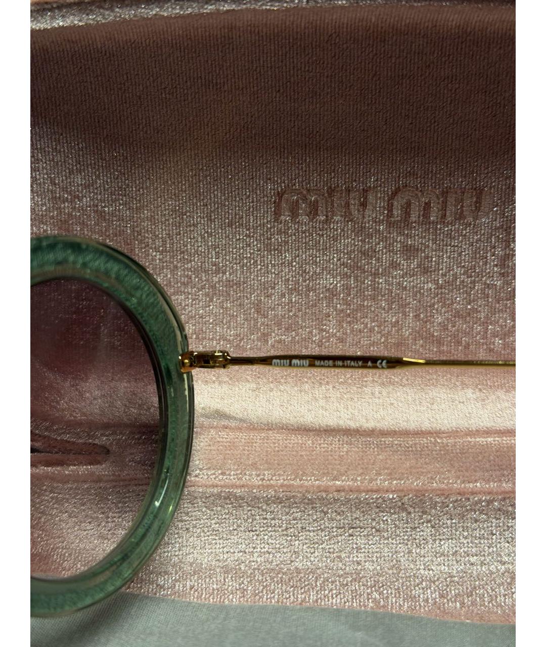 MIU MIU Зеленые пластиковые солнцезащитные очки, фото 6