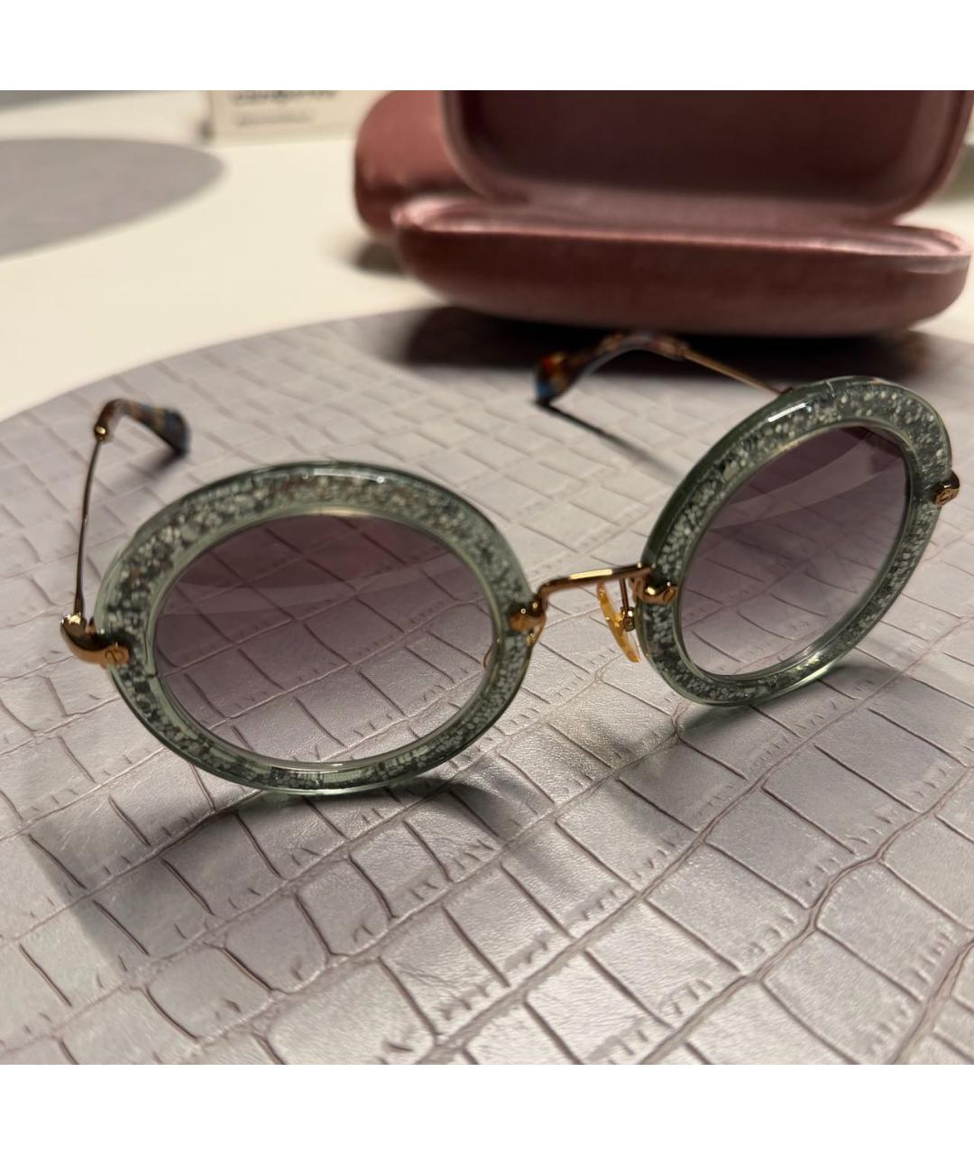 MIU MIU Зеленые пластиковые солнцезащитные очки, фото 2