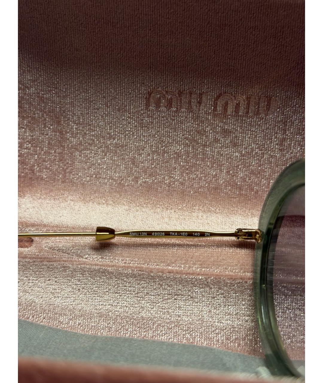 MIU MIU Зеленые пластиковые солнцезащитные очки, фото 5