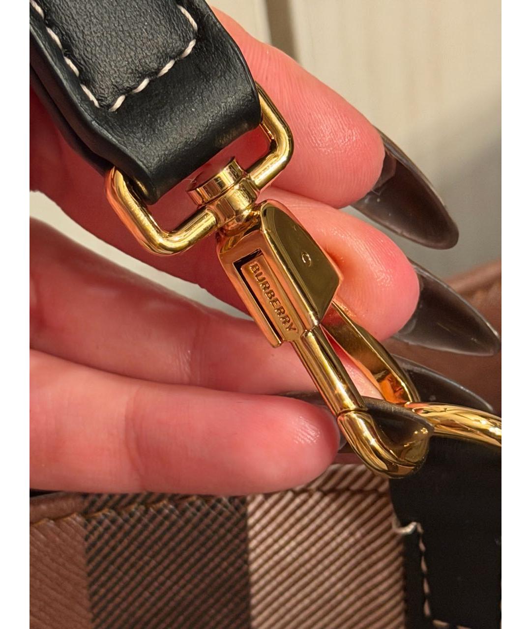 BURBERRY Коричневая кожаная сумка тоут, фото 7